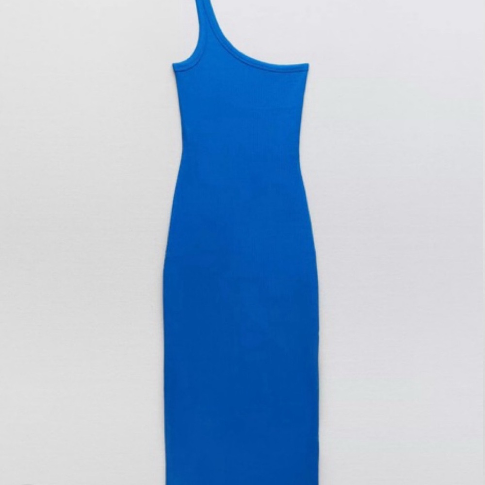 Elegant Blue One-Shoulder Dress